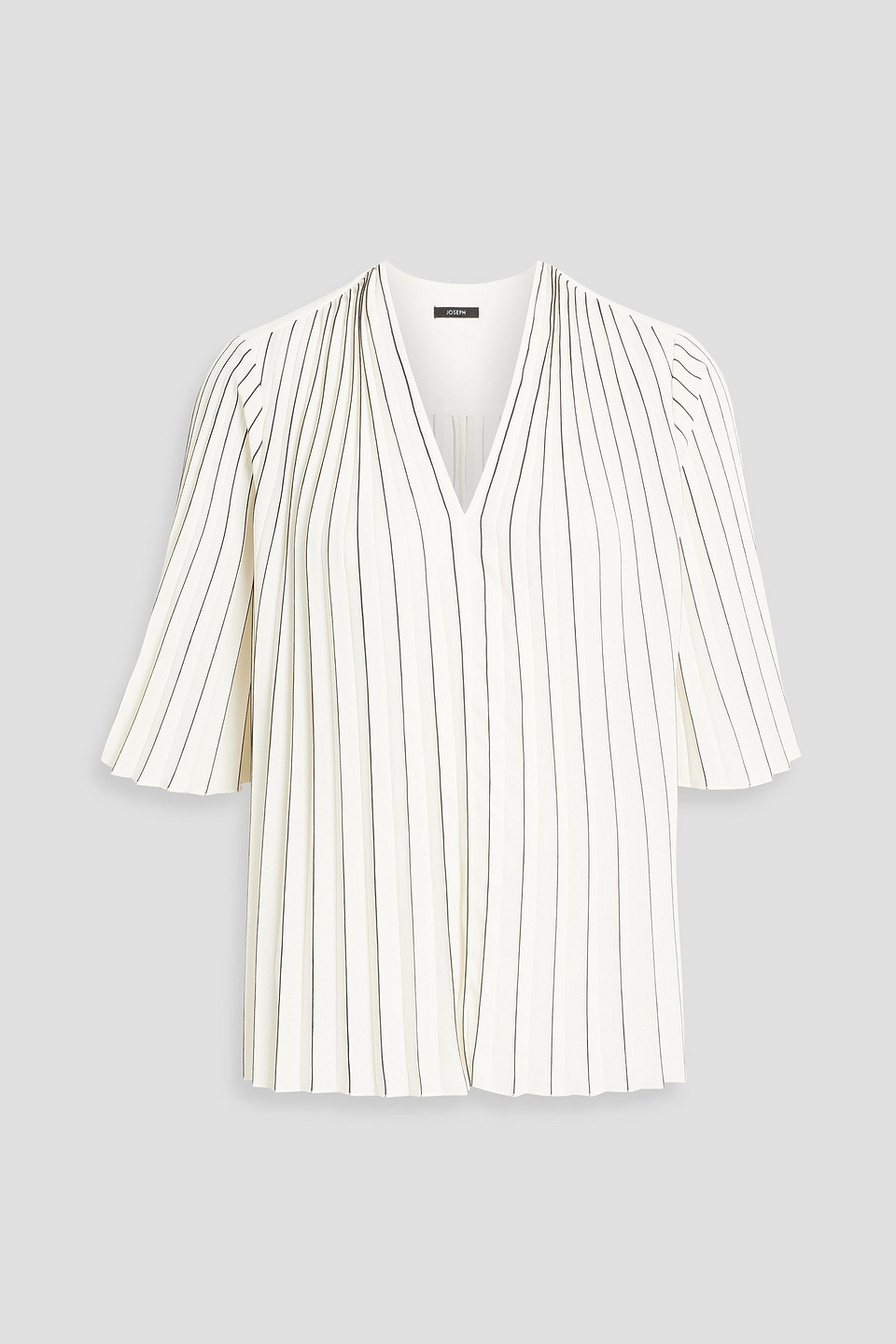 Joseph Pellipar Pleated Striped Crepe Blouse In Ivory