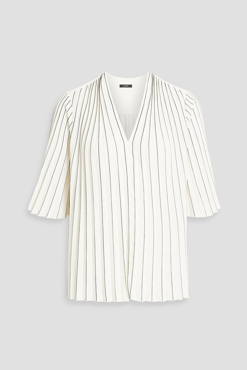 Joseph Pellipar Pleated Striped Crepe Blouse In Ivory