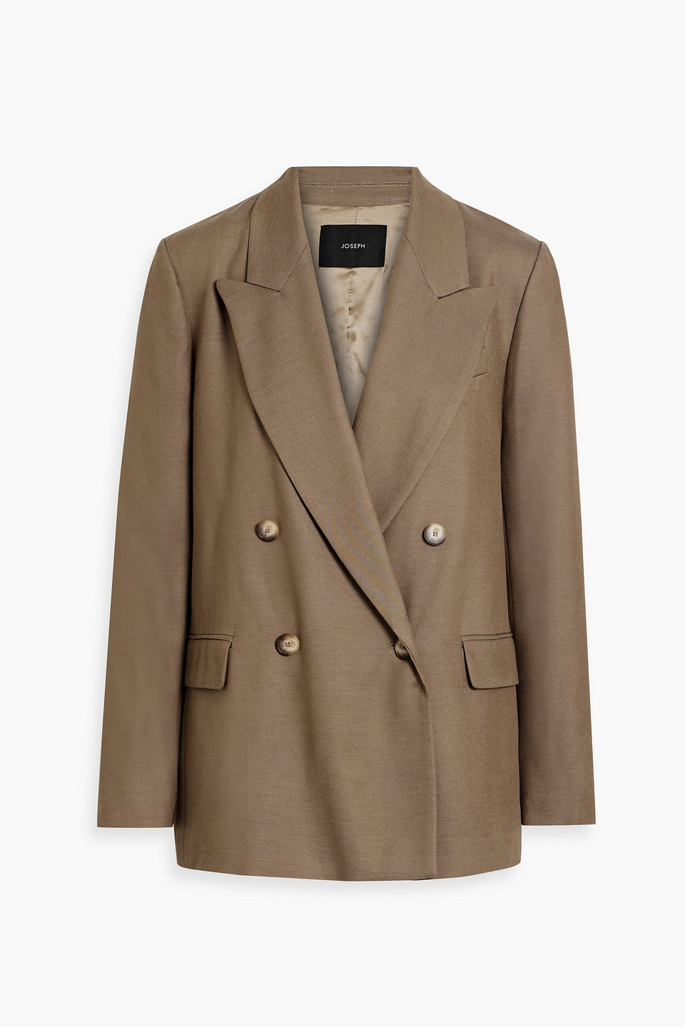 Joseph Jaden Double-breasted Twill Blazer In Taupe