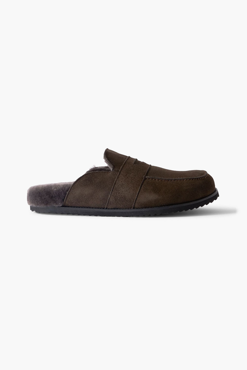mr p. - david shearling-lined suede slippers - brown - uk 7