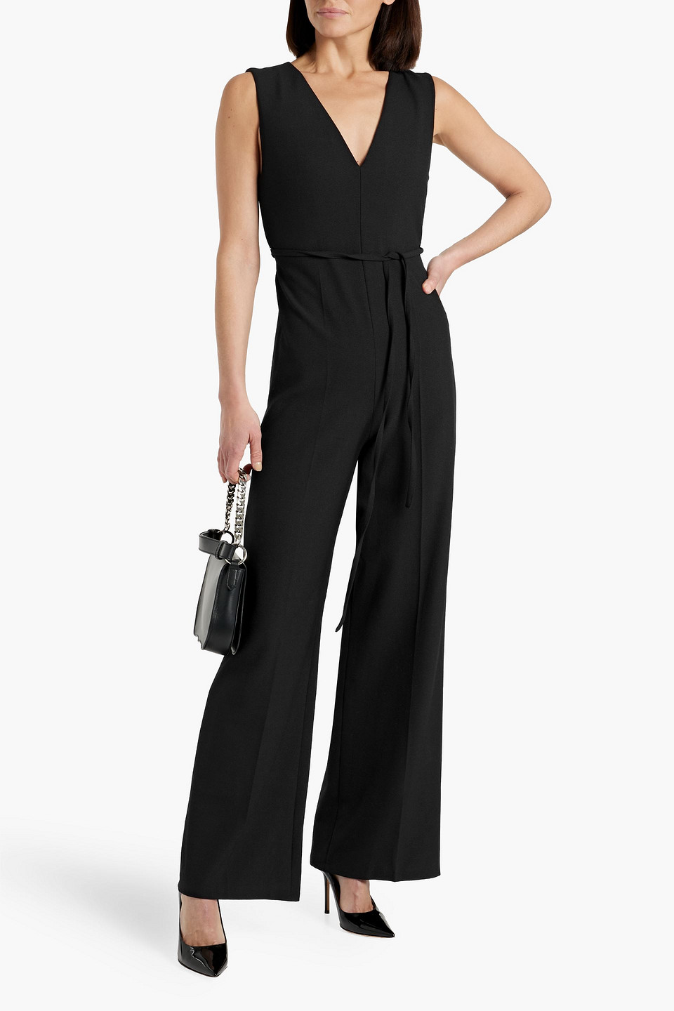 Shop Joseph Thiers Cutout Crepe Wide-leg Jumpsuit In Black