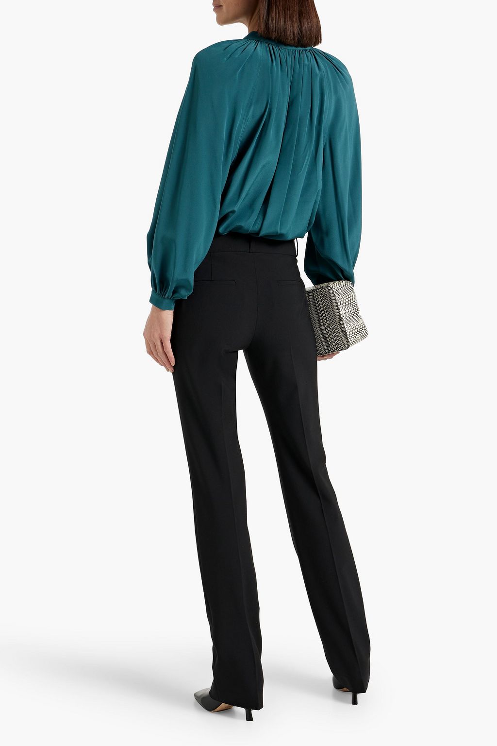JOSEPH Gathered silk crepe de chine blouse