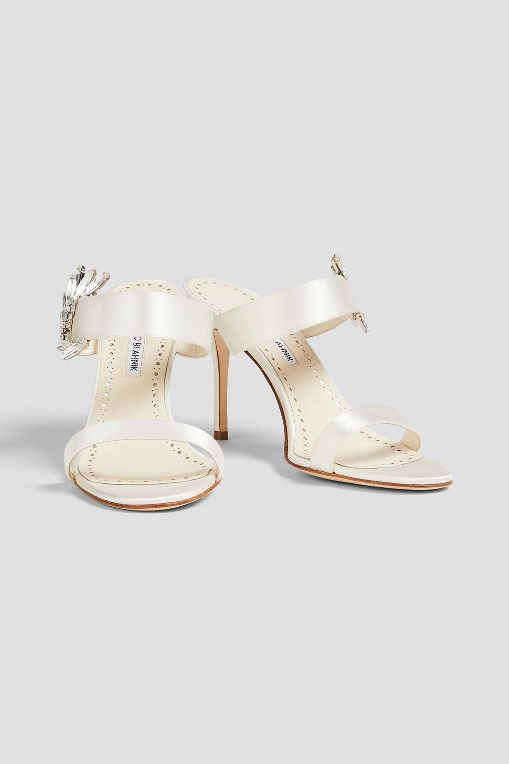 MANOLO BLAHNIK Crystal-embellished satin sandals