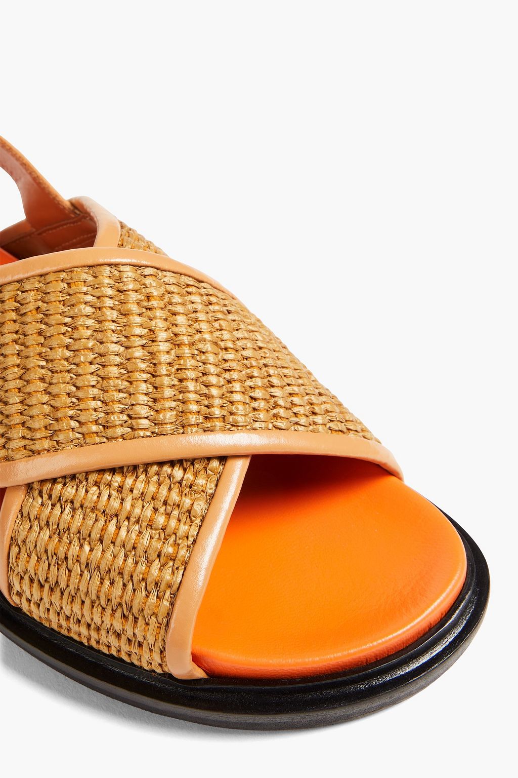 MARNI Fussbett raffia and leather slingback sandals