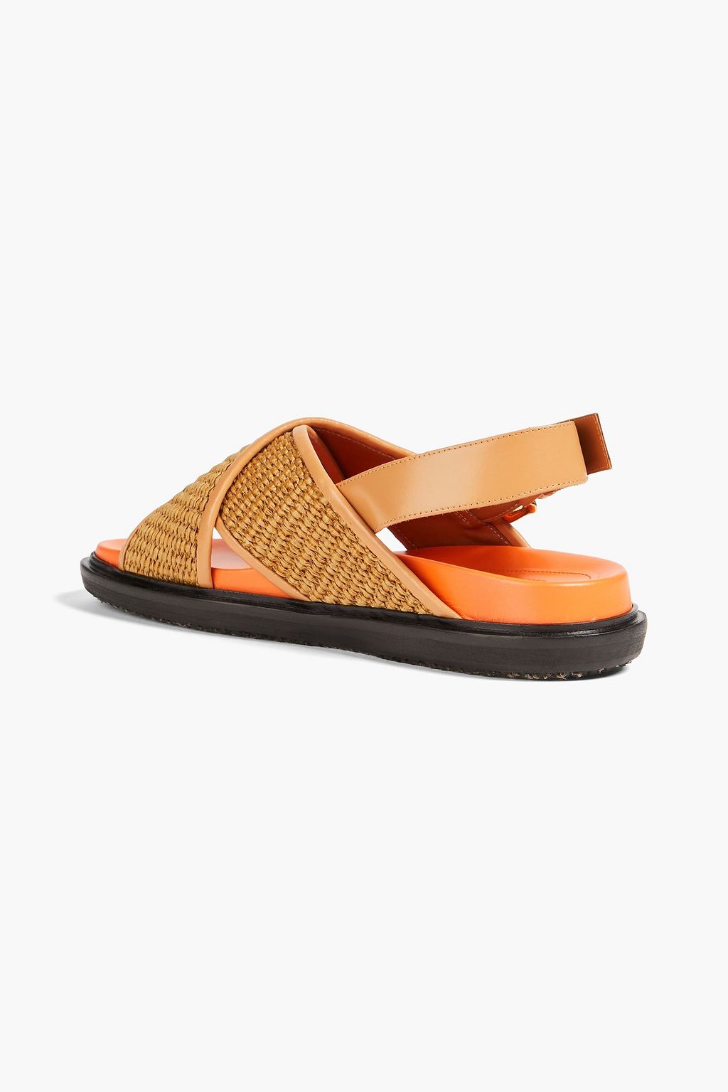MARNI Fussbett raffia and leather slingback sandals
