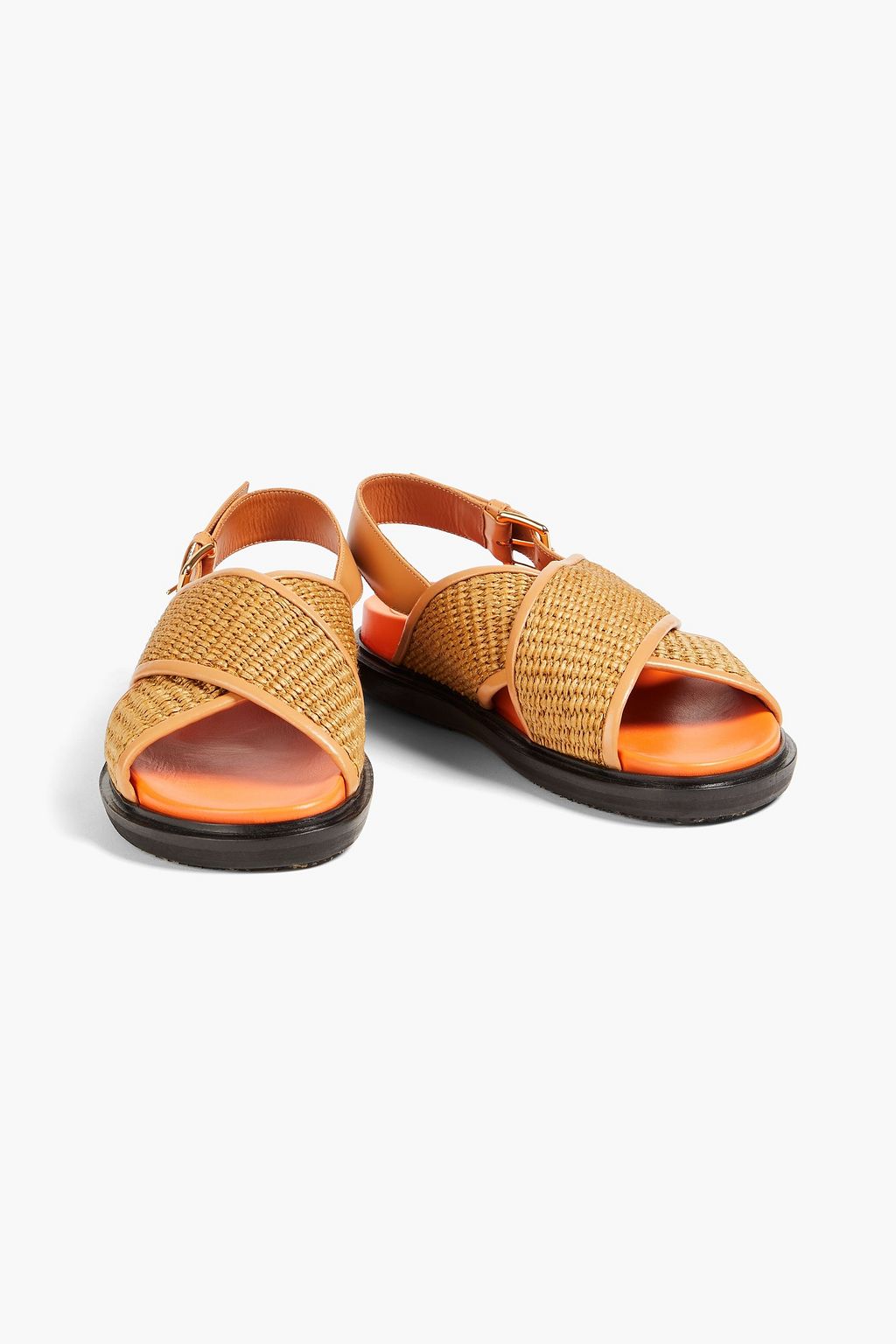 MARNI Fussbett raffia and leather slingback sandals