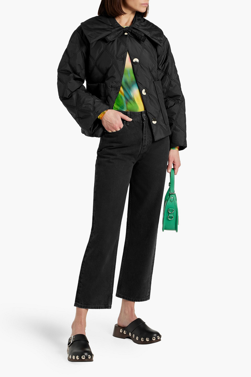 GANNI MISY CROPPED HIGH-RISE STRAIGHT-LEG JEANS