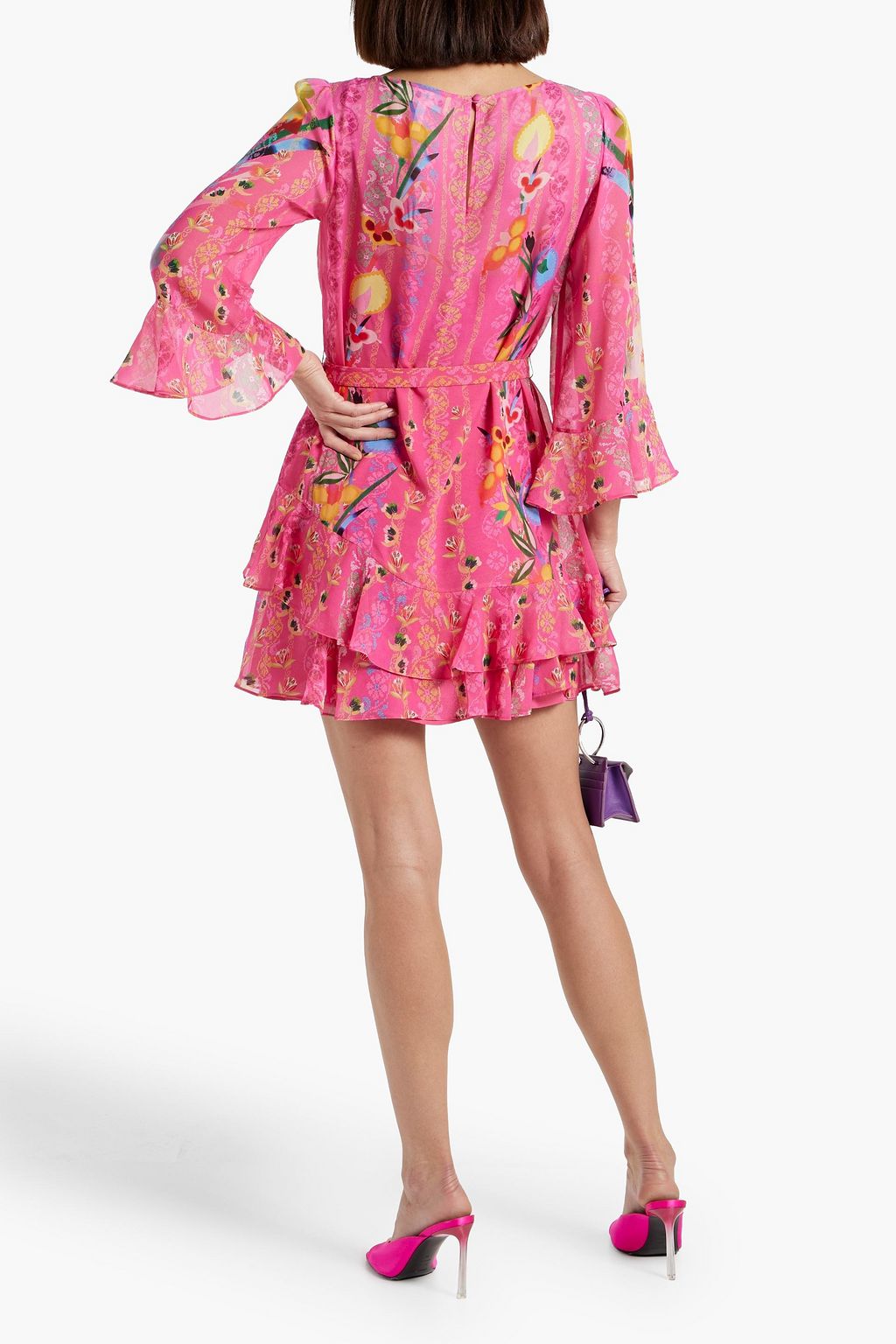 SALONI Marissa tiered printed silk-chiffon mini dress