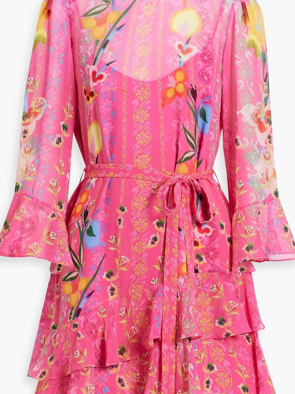 marissa tiered printed silk-chiffon mini dress