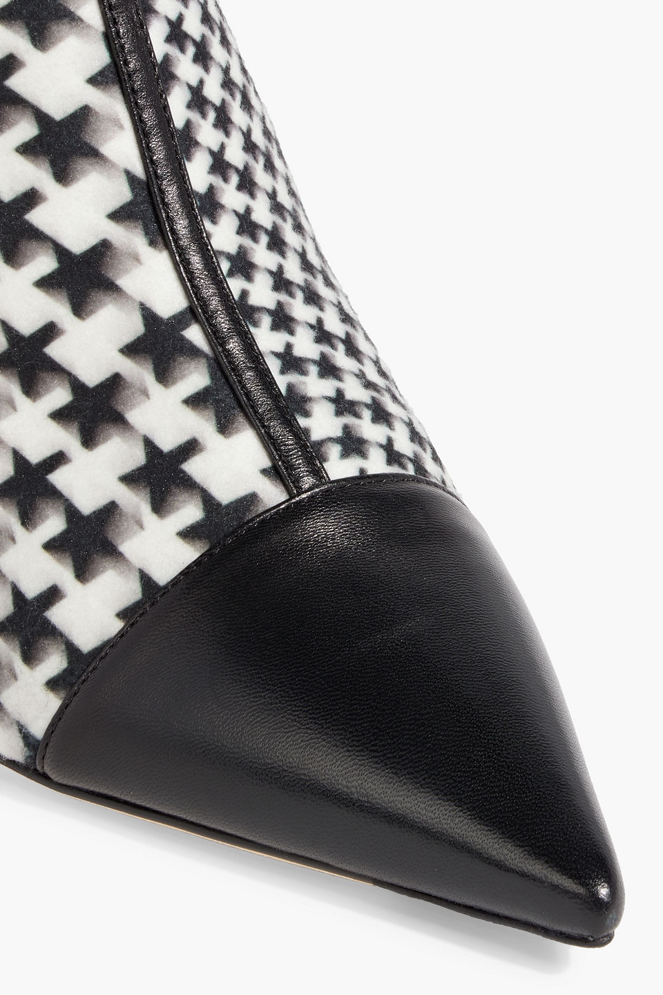 JIMMY CHOO KIX 65 PRINTED FELT AND LEATHER ANKLE BOOTS