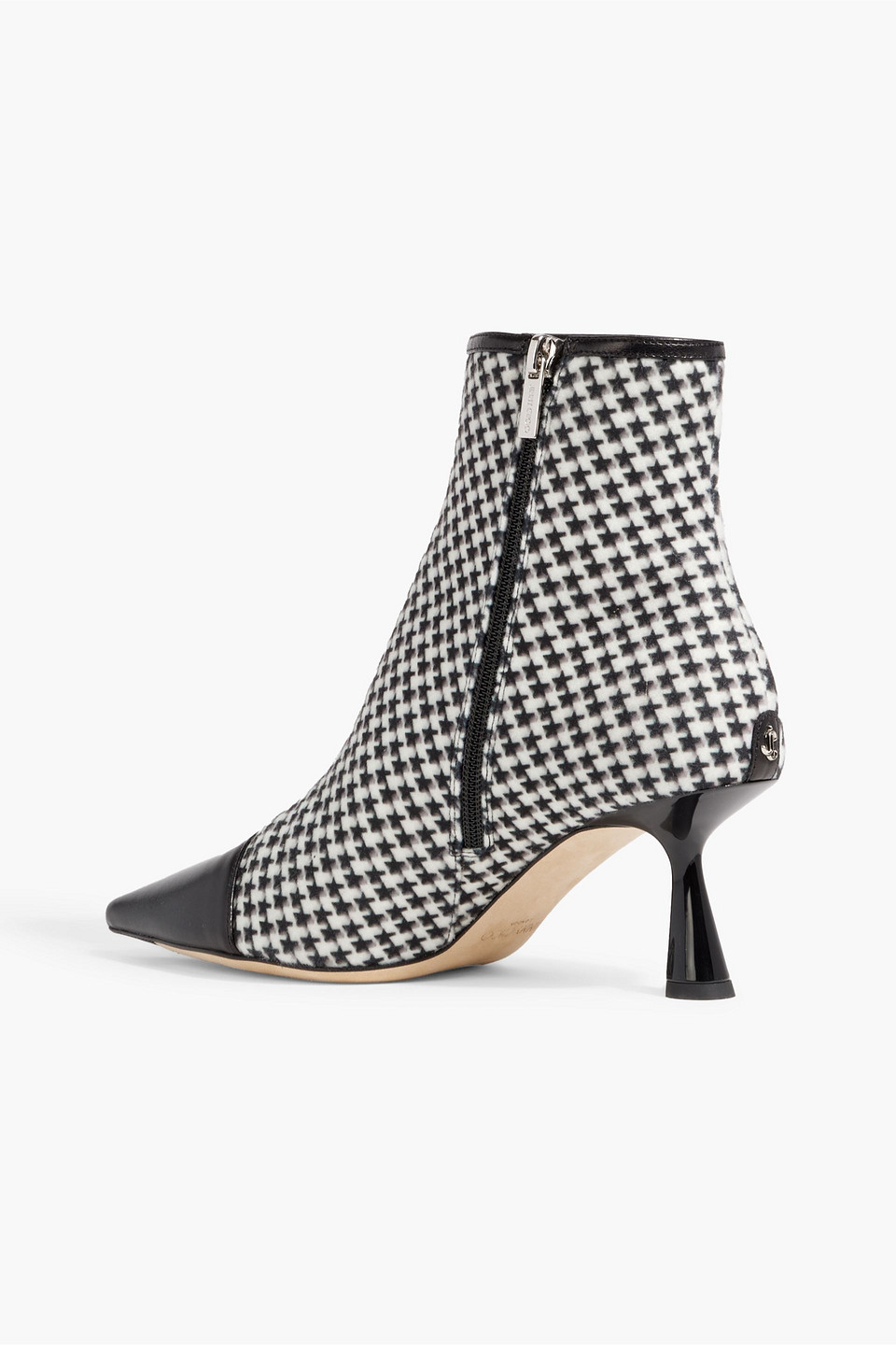 JIMMY CHOO KIX 65 PRINTED FELT AND LEATHER ANKLE BOOTS