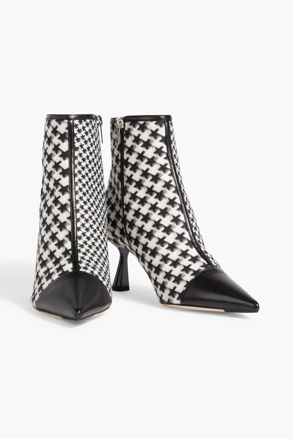 JIMMY CHOO KIX 65 PRINTED FELT AND LEATHER ANKLE BOOTS
