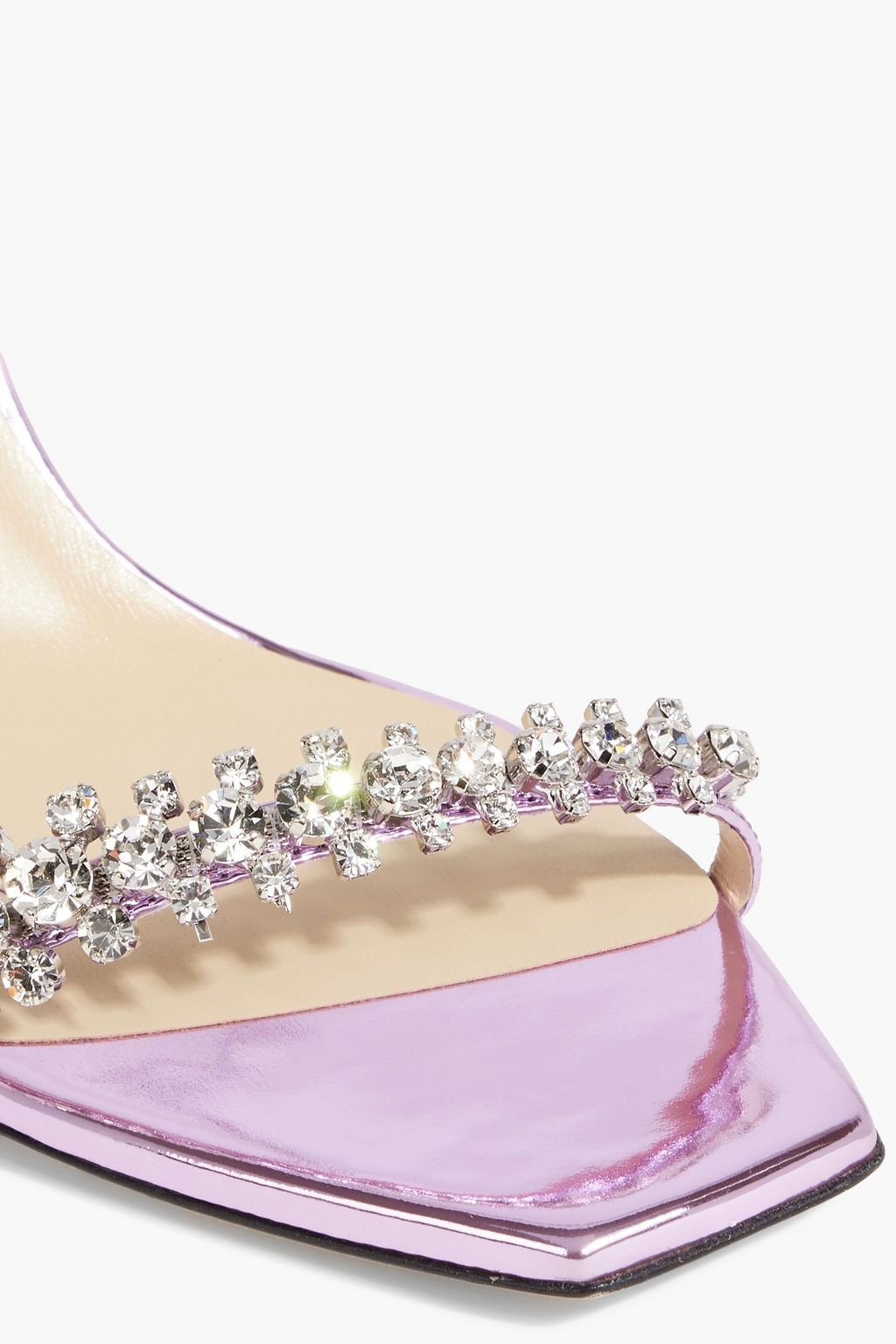 JIMMY CHOO Meira 85 crystal-embellished mirrored-leather sandals