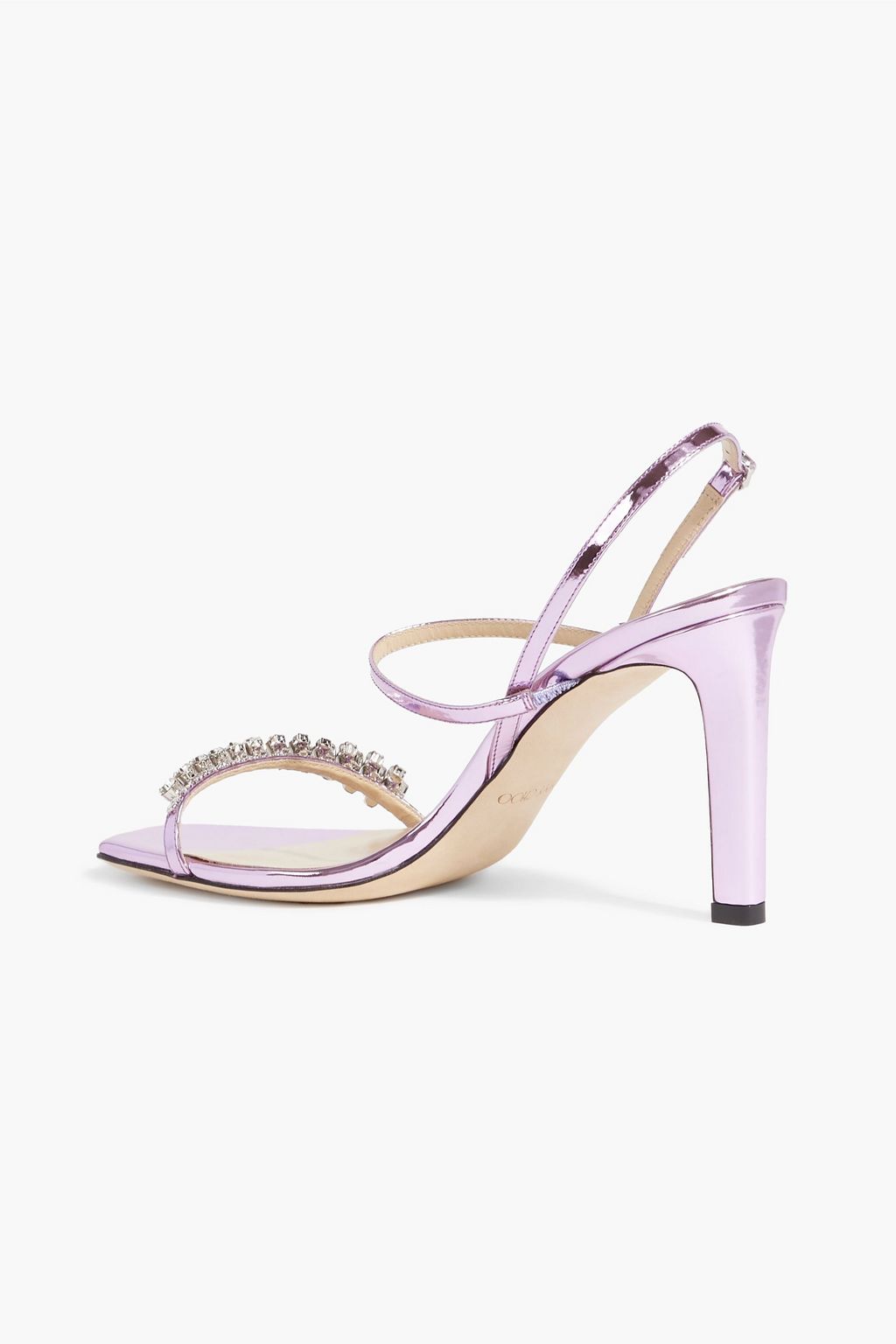 JIMMY CHOO Meira 85 crystal-embellished mirrored-leather sandals
