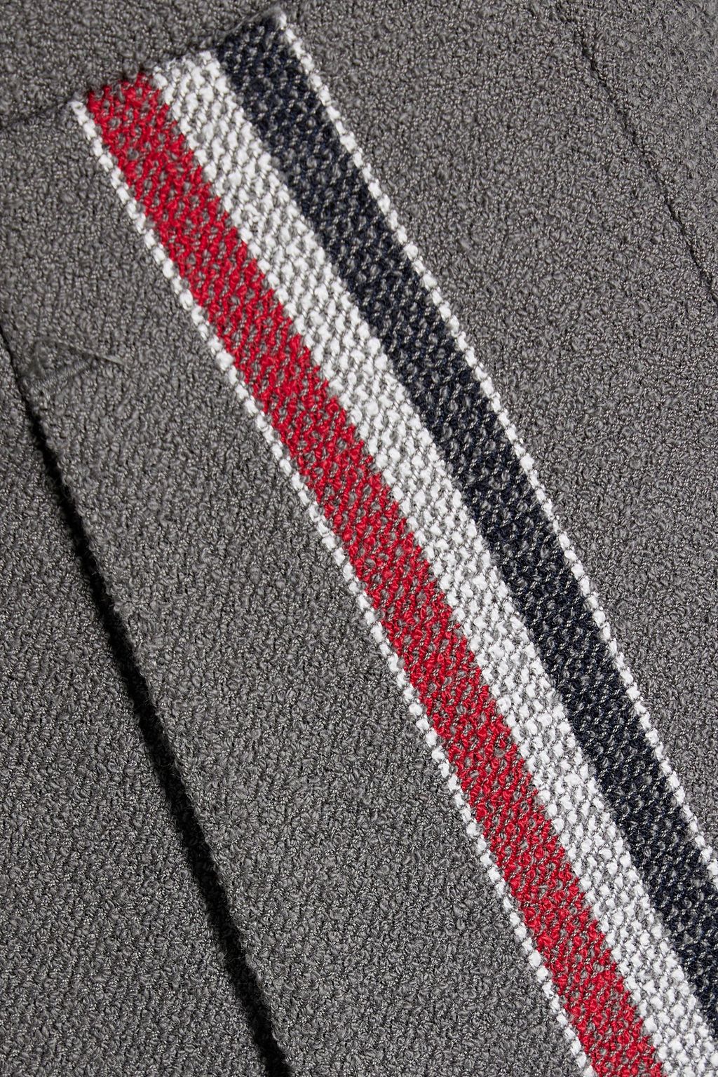 THOM BROWNE 스트라이프 코튼 혼방 트위드 크롭 테이퍼드 팬츠
