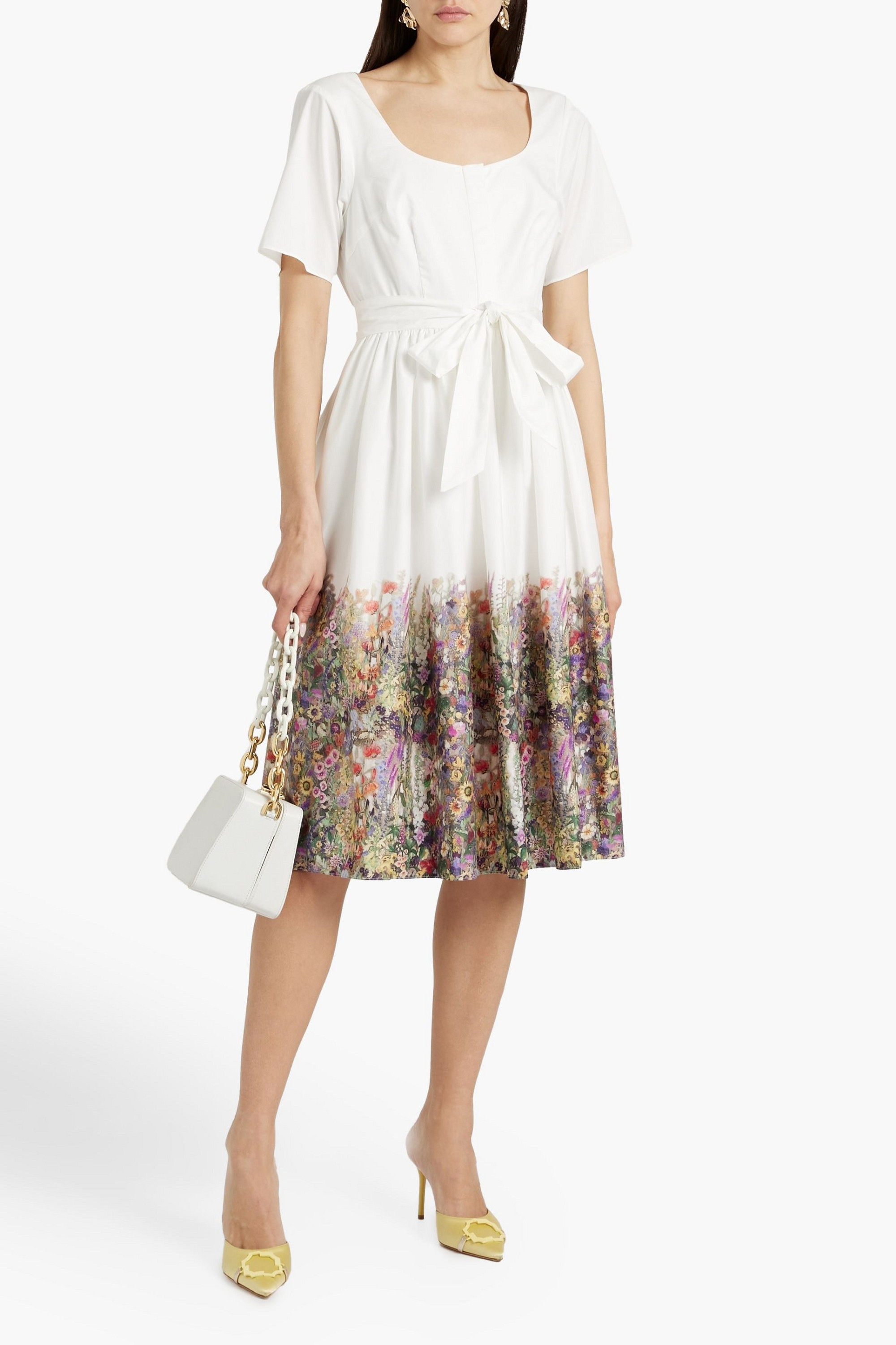 MIKAEL AGHAL Floral-print cotton-blend poplin midi dress