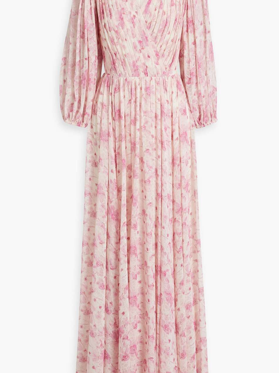 wrap-effect floral-print chiffon maxi dress