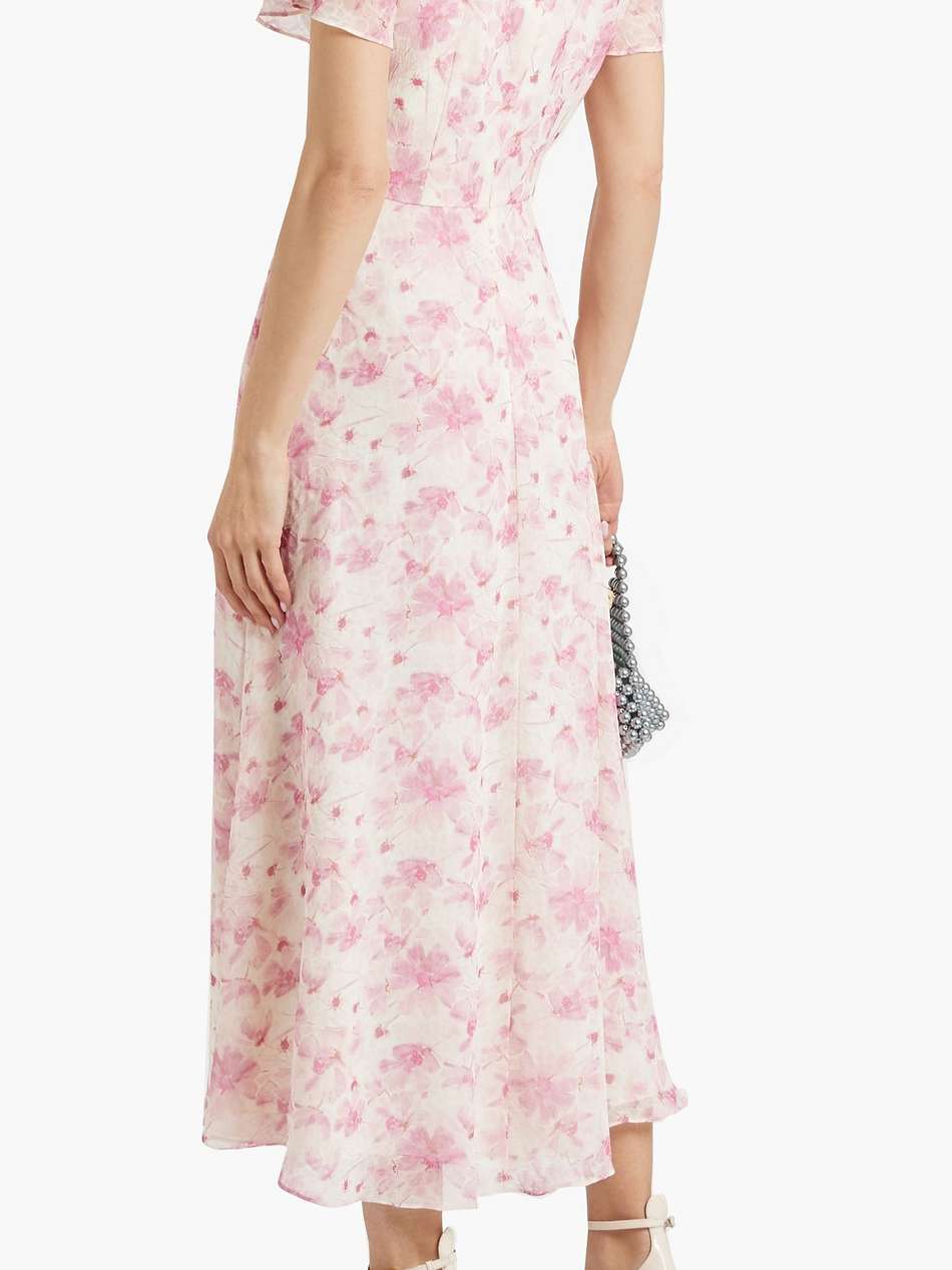 floral-print chiffon midi dress