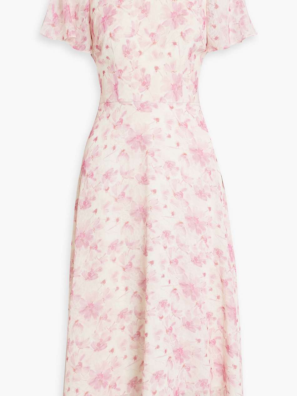 floral-print chiffon midi dress