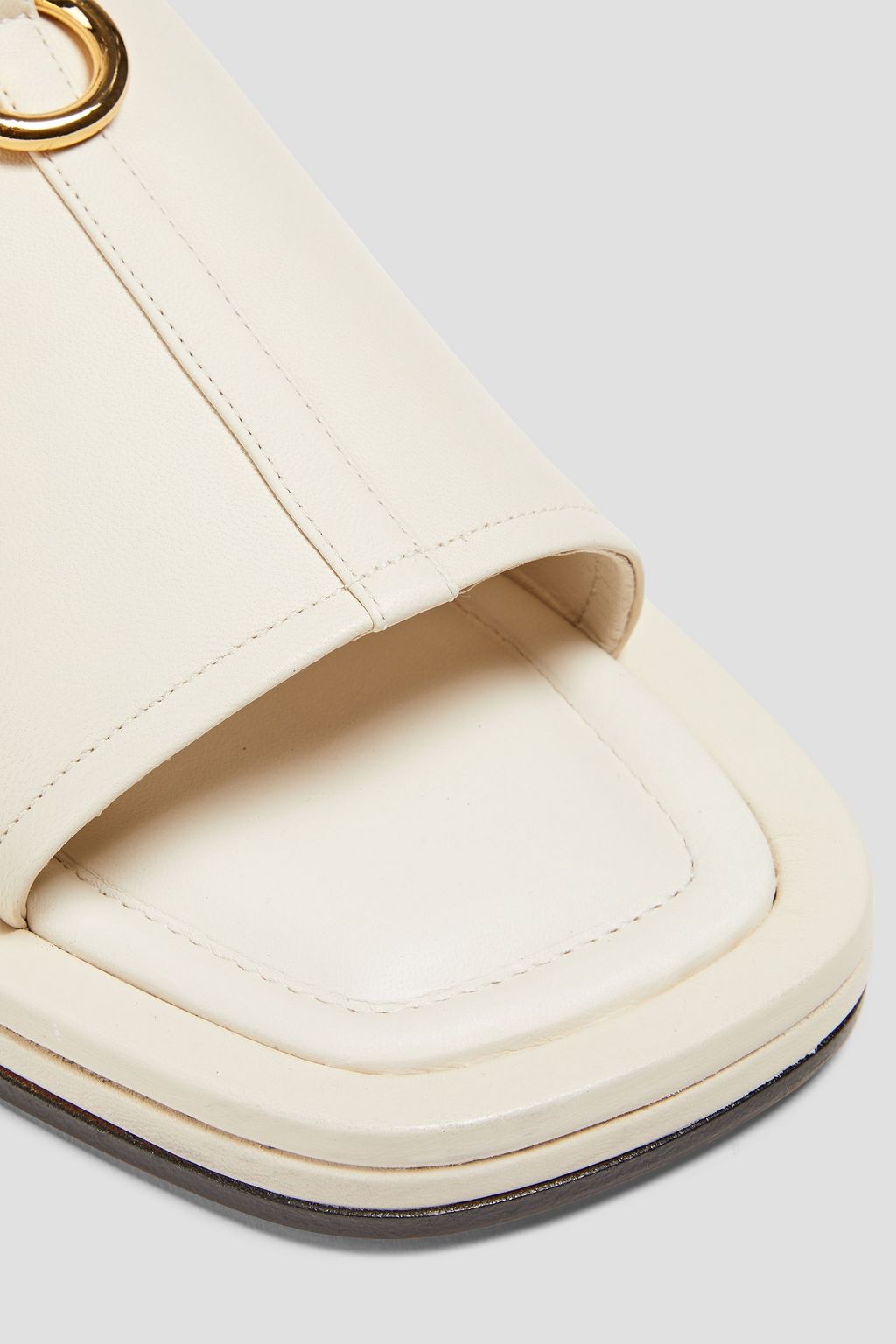 VICTORIA BECKHAM Ring-embellished leather slides