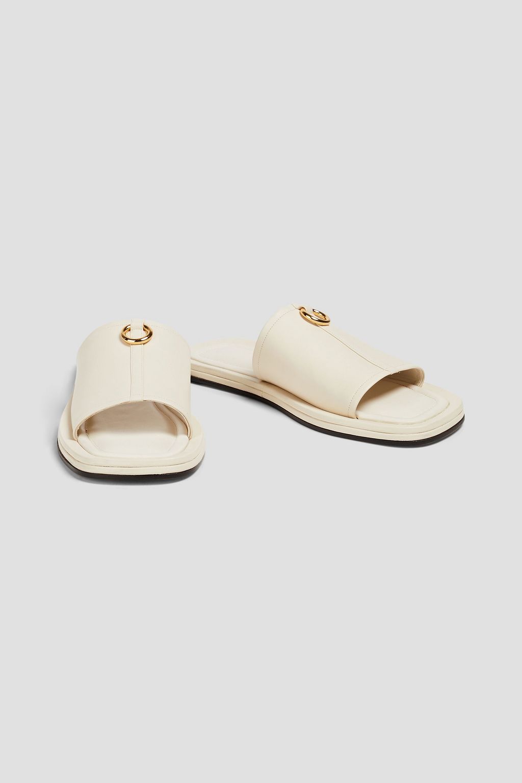 VICTORIA BECKHAM Ring-embellished leather slides