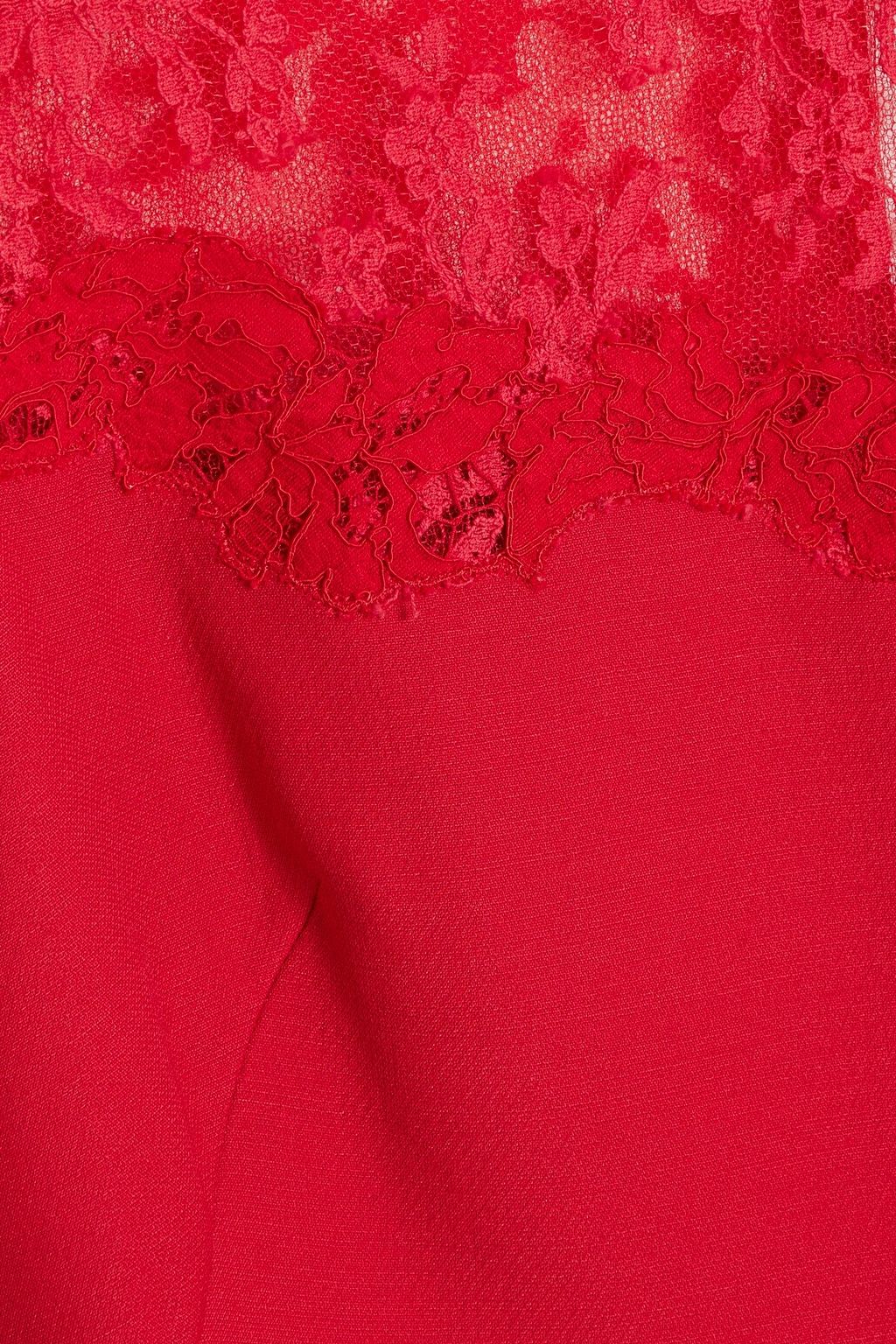 VALENTINO GARAVANI 코드 레이스 패널 울 실크 혼방 크레이프 미니 드레스