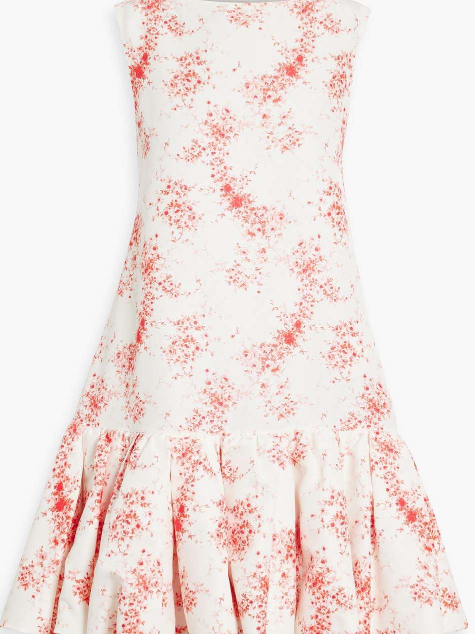 ruffled floral-print cotton and silk-blend mini dress