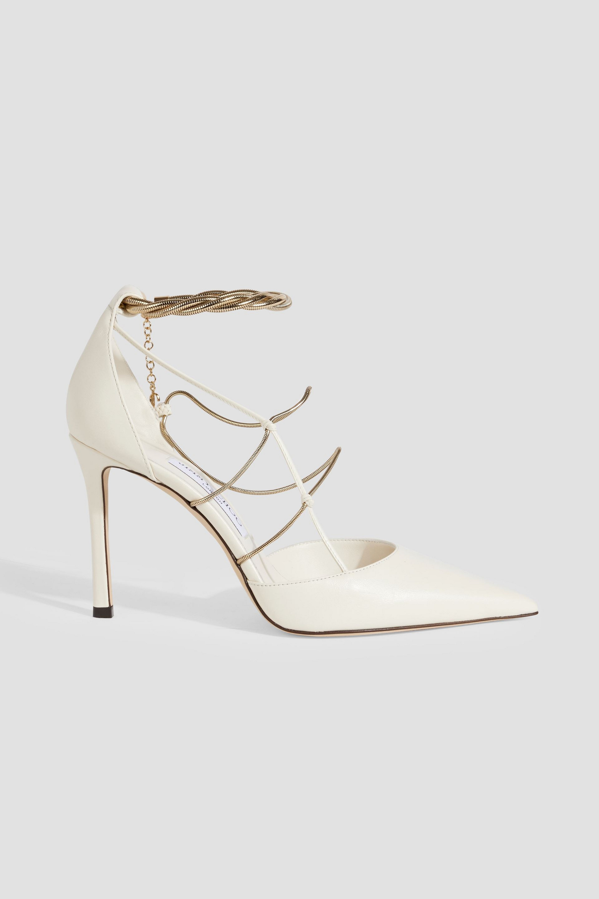 JIMMY CHOO Olesia 95 chain-embellished leather pumps