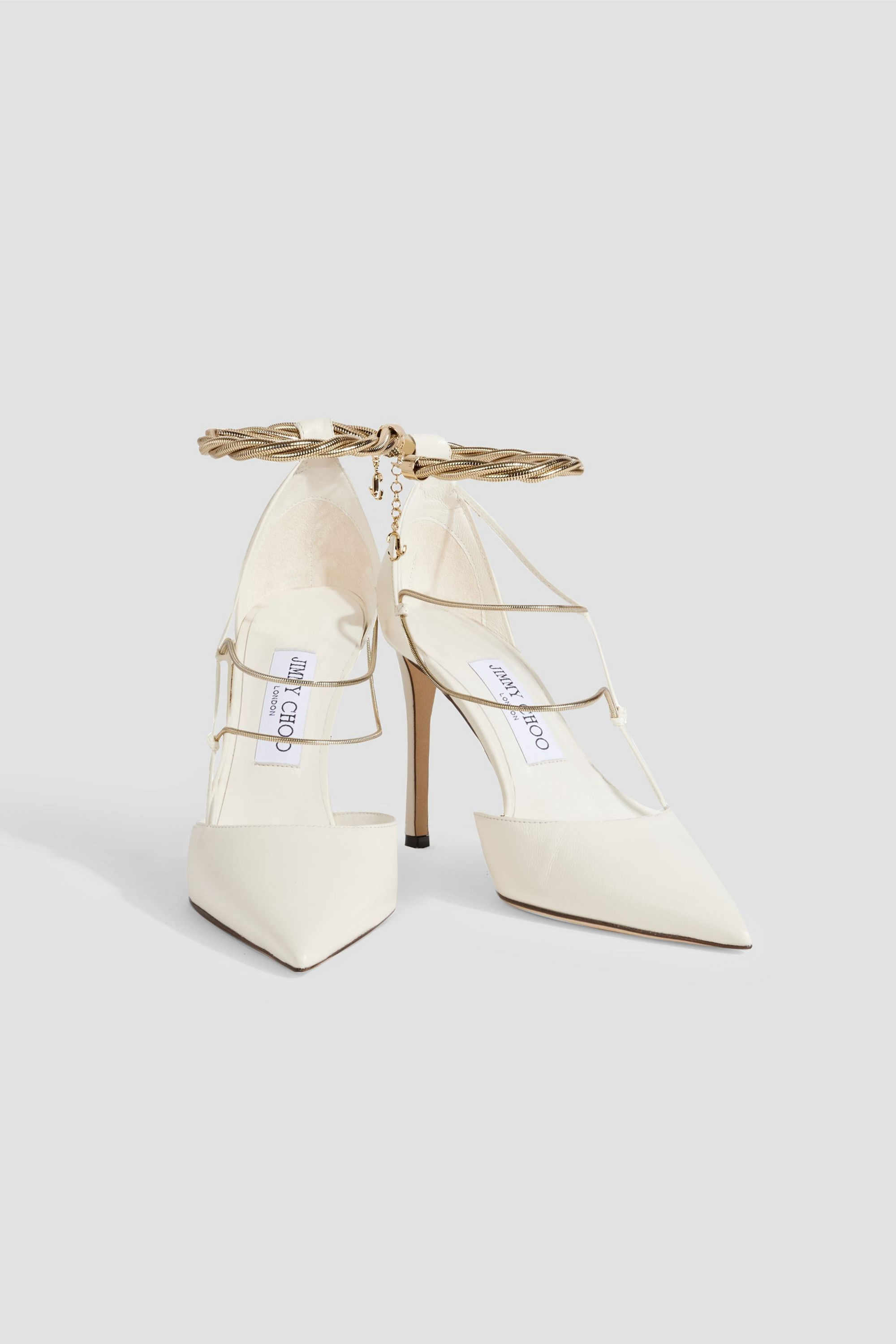 JIMMY CHOO Olesia 95 chain-embellished leather pumps