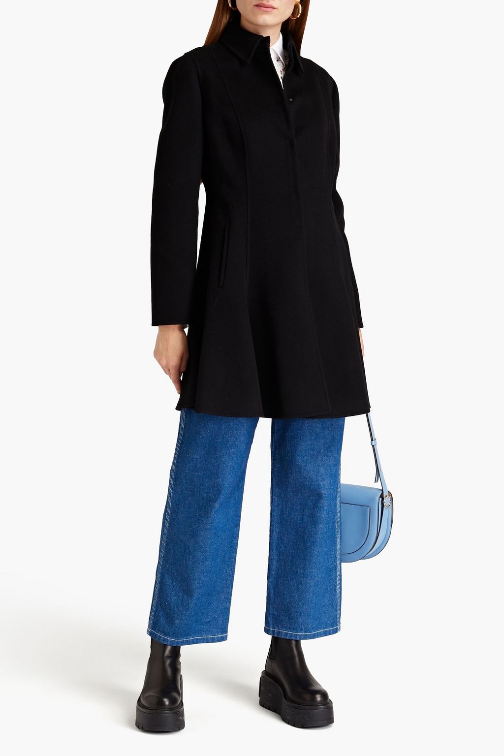 VALENTINO GARAVANI Flared wool and cashmere-blend felt coat