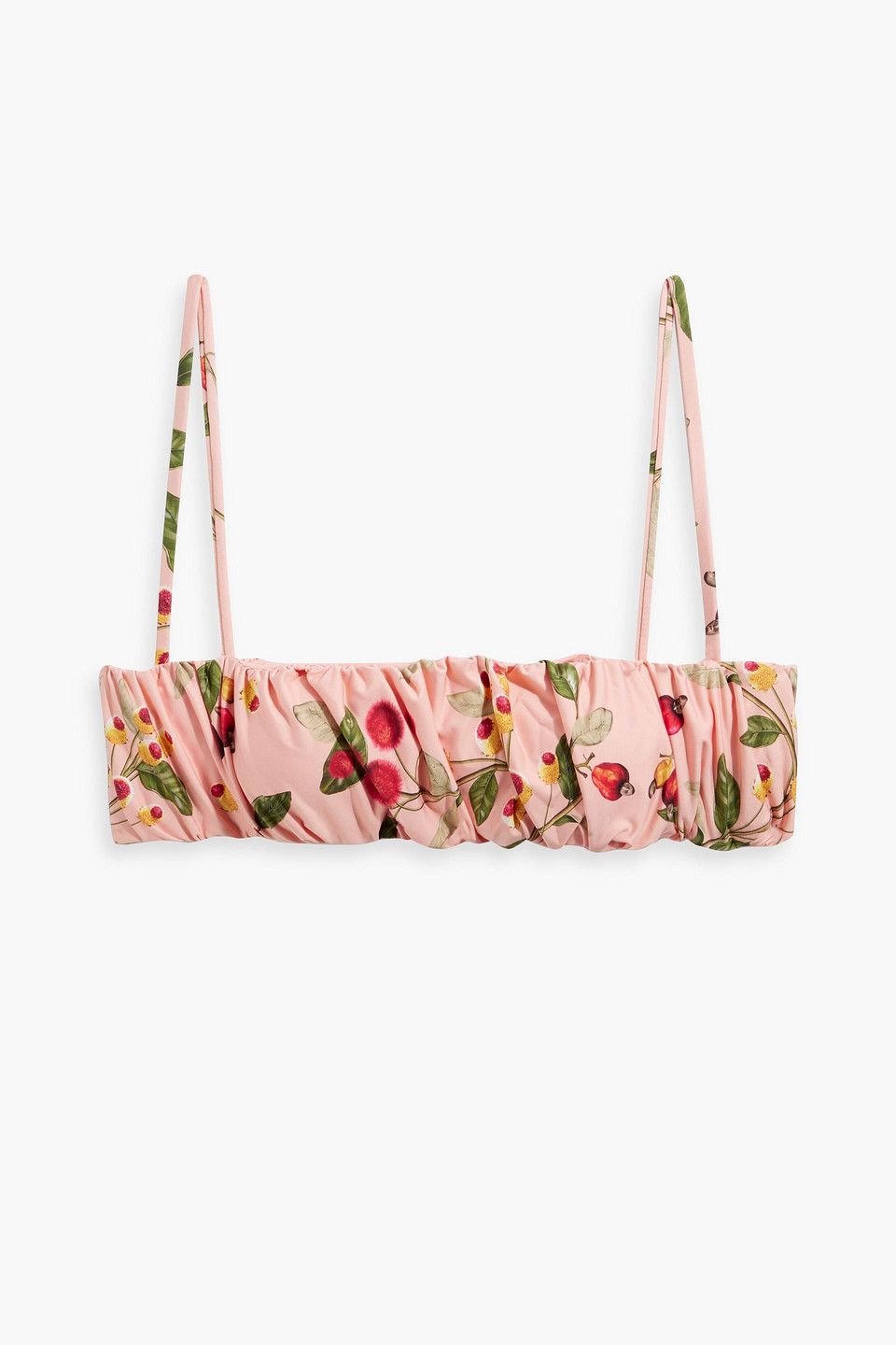 AGUA BY AGUA BENDITA ENELDO FRUTAL RUCHED PRINTED BIKINI TOP