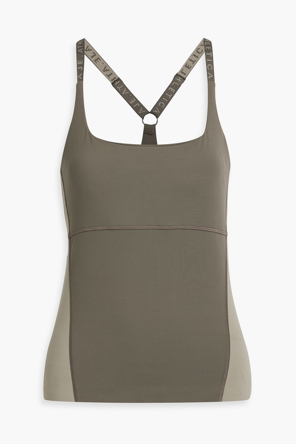 Aje Two-tone Stretch-jersey Tank In Army Green