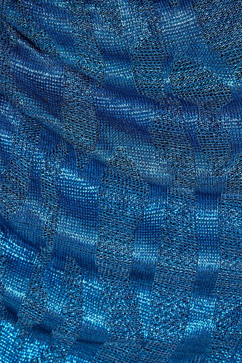 MISSONI One-shoulder metallic crochet-knit swimsuit