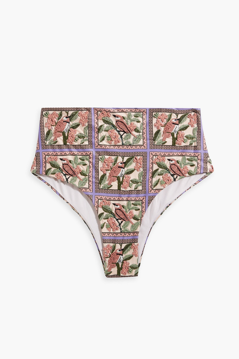 Agua By Agua Bendita Amagenta Golondrina Embellished High-rise Bikini Briefs In Antique Rose