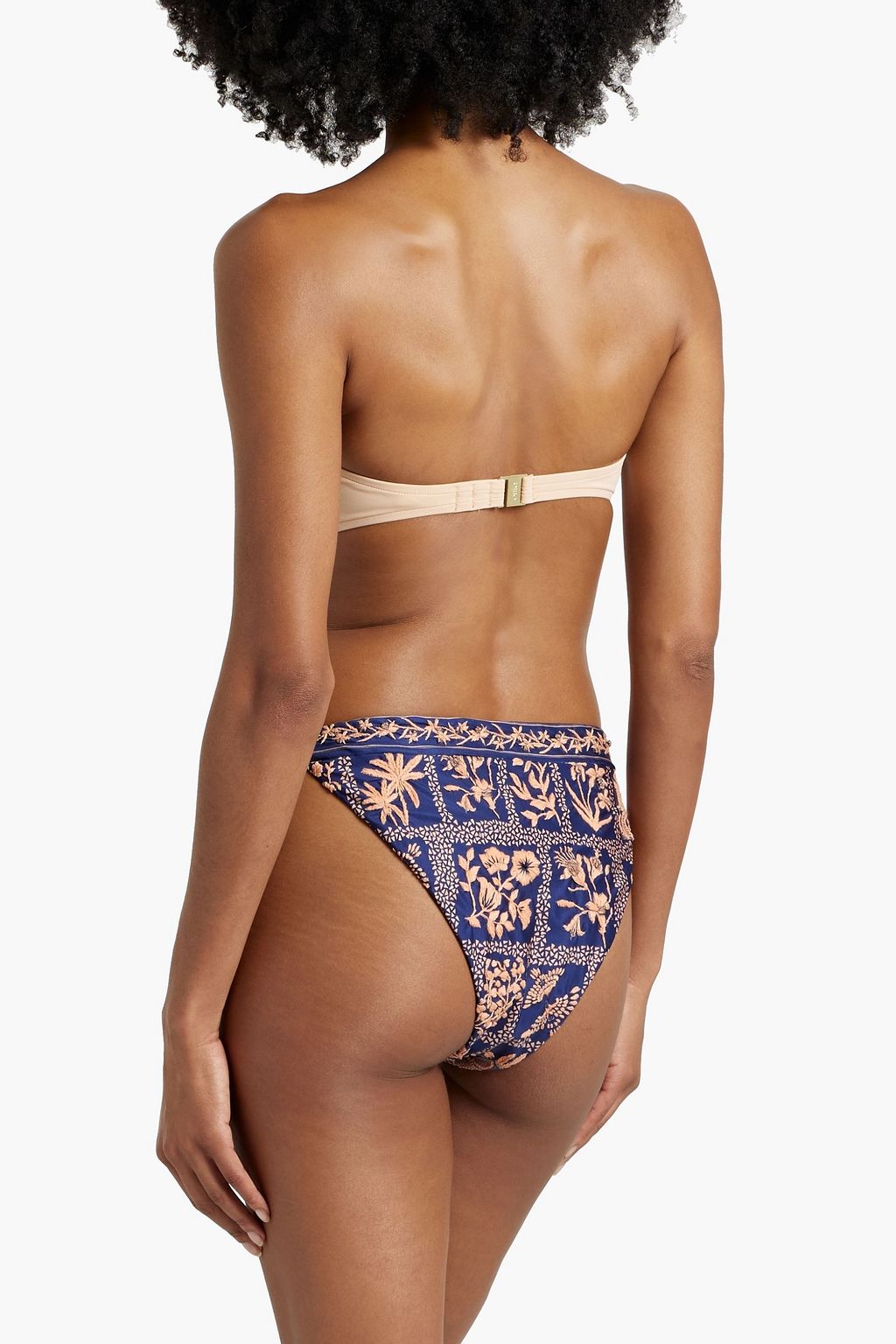 AGUA BY AGUA BENDITA Lluvia Ipanema Indigo embroidered mid-rise bikini briefs