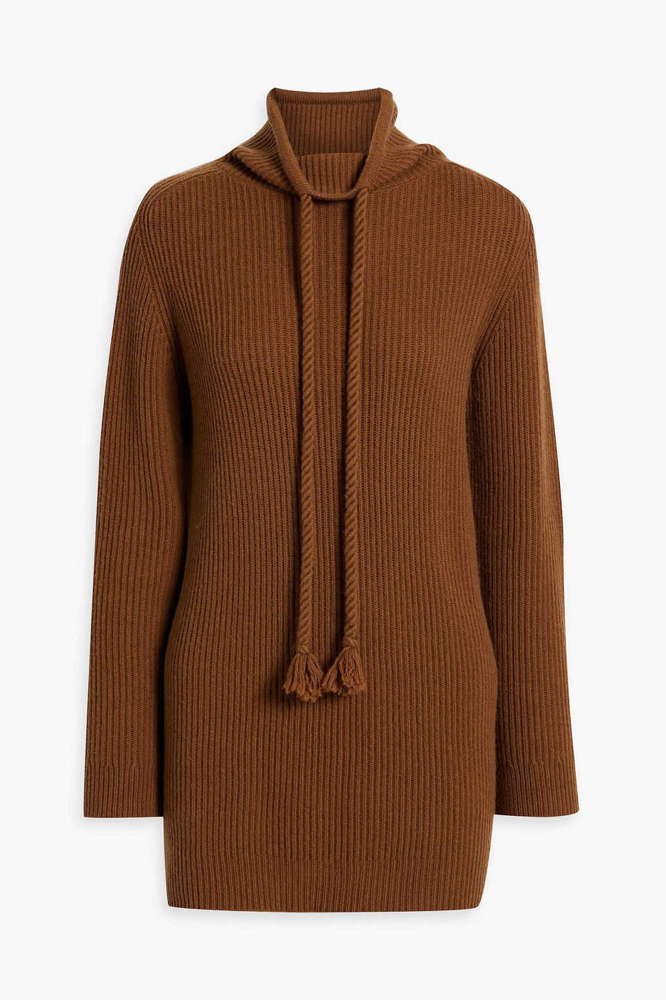Max Mara Tasseled Wool And Cashmere-blend Turtleneck Sweater In Brown