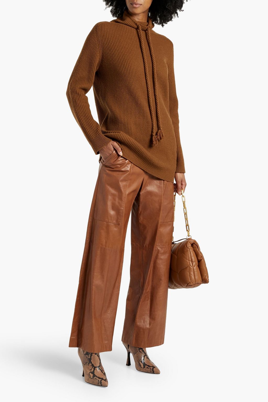 MAX MARA Tasseled wool and cashmere-blend turtleneck sweater