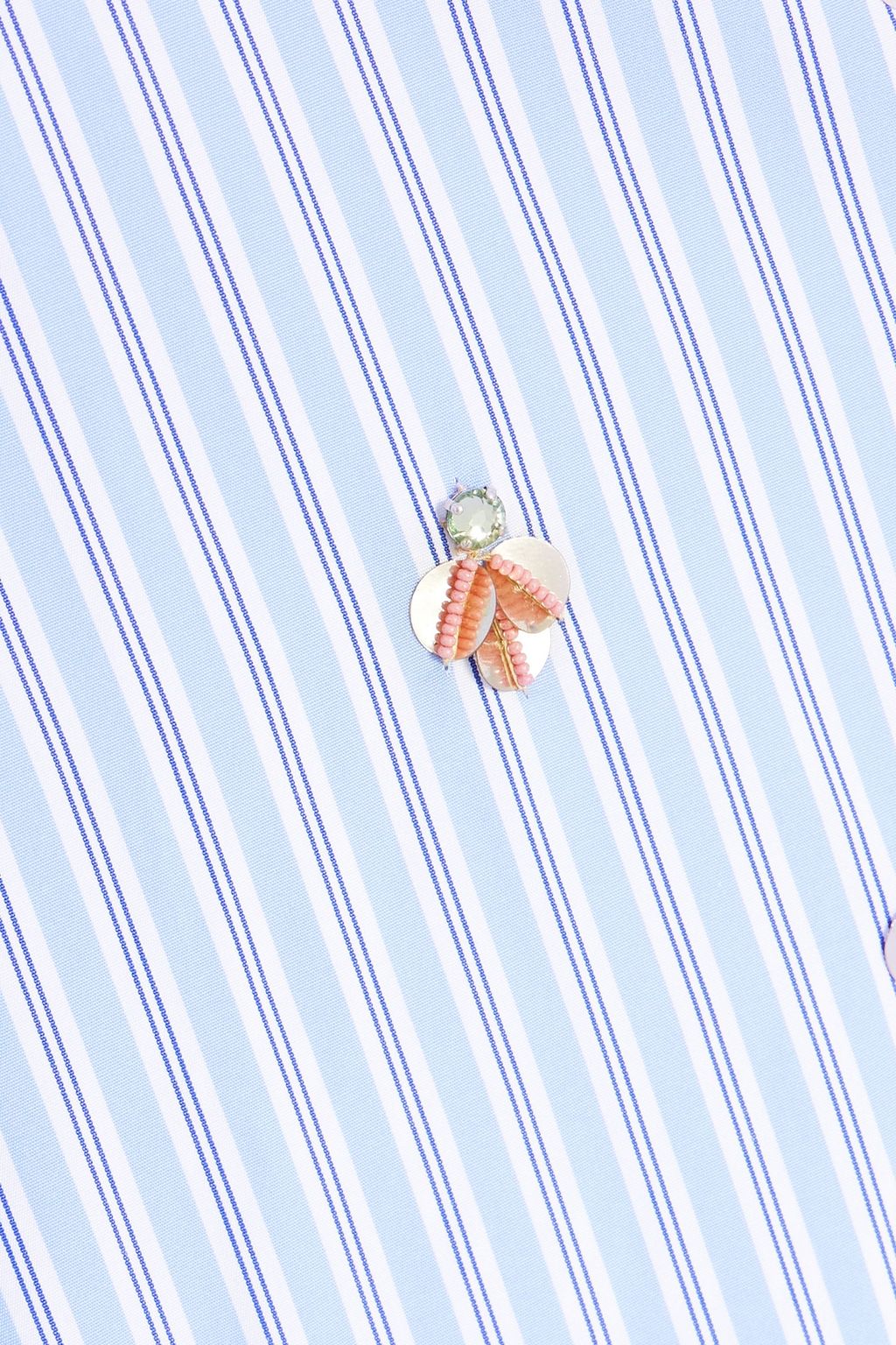 VALENTINO GARAVANI Embellished pussy-bow striped cotton-poplin shirt