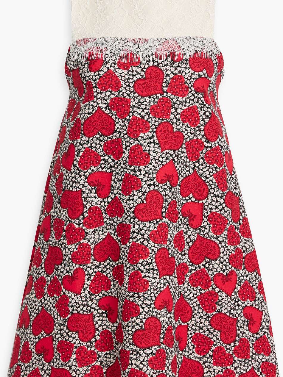 lace-paneled printed wool and silk-blend crepe mini dress