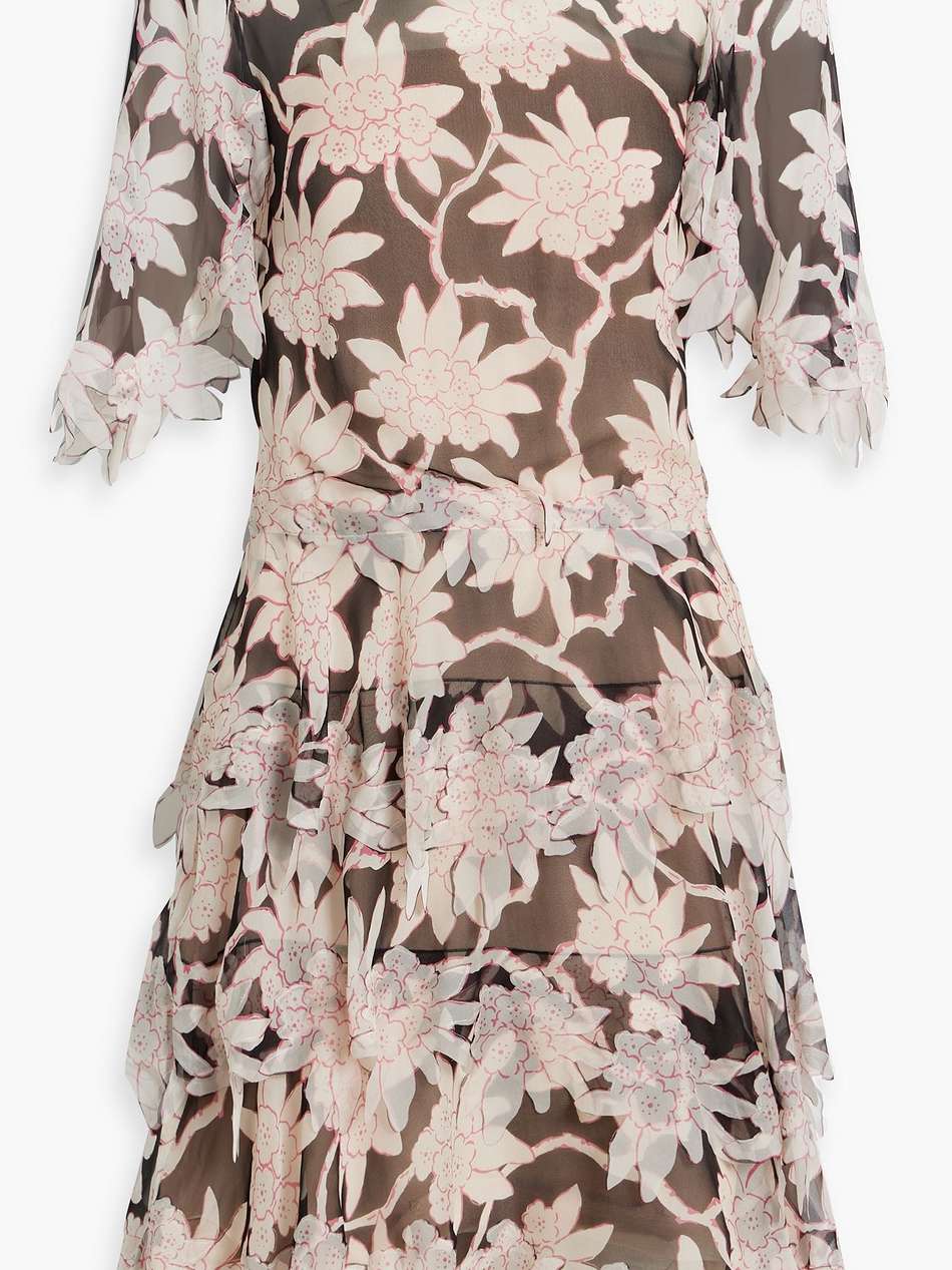 floral-print silk-blend chiffon mini dress