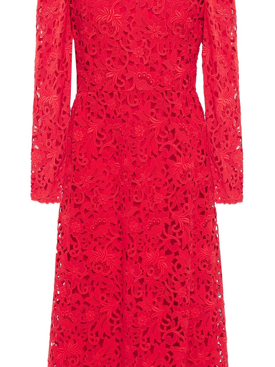 silk-blend guipure lace midi dress