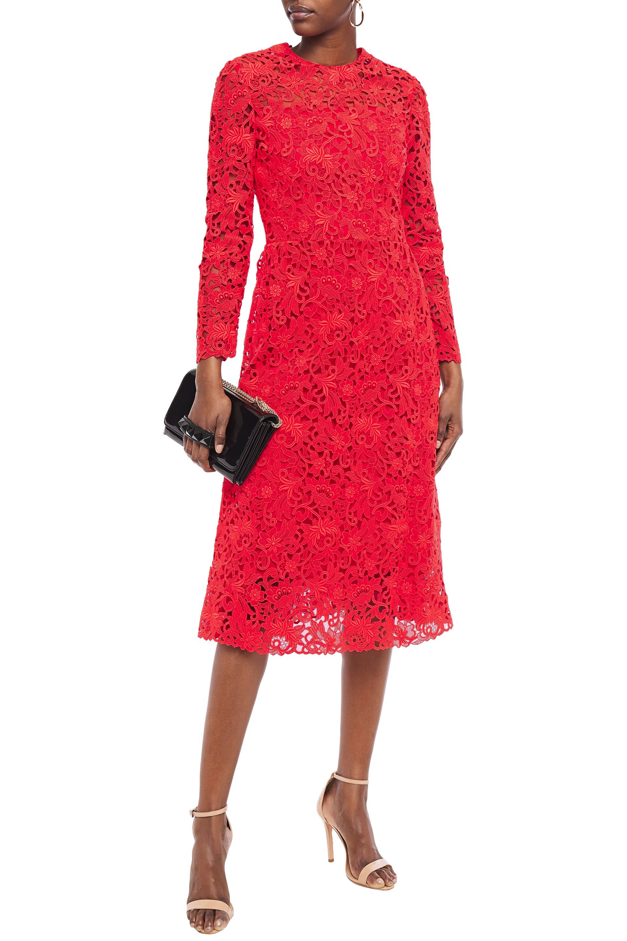 Valentino Garavani Silk-blend guipure lace midi dress