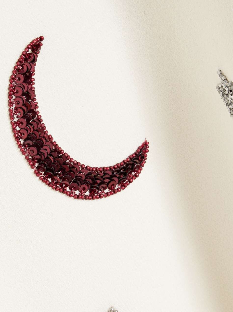 embellished knitted mini dress