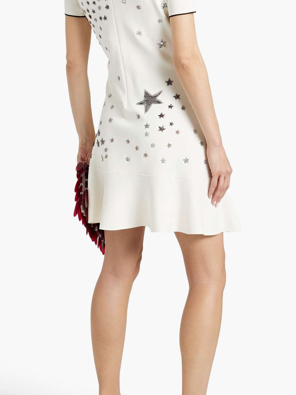 embellished knitted mini dress