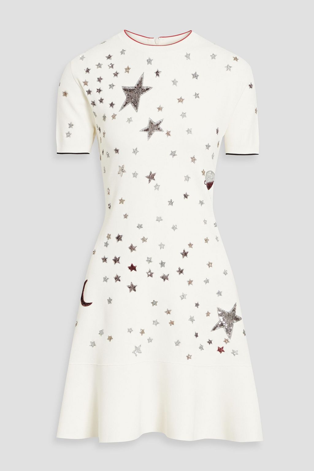 Embellished knitted mini dress ivory M