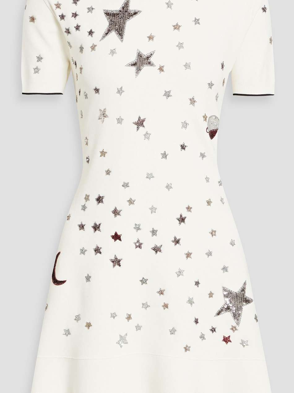 embellished knitted mini dress