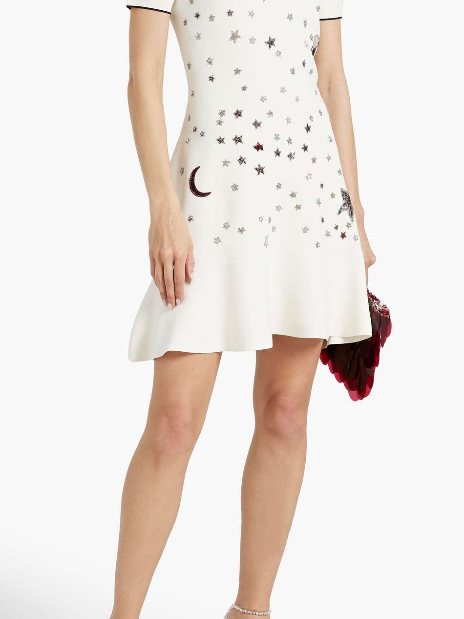embellished knitted mini dress