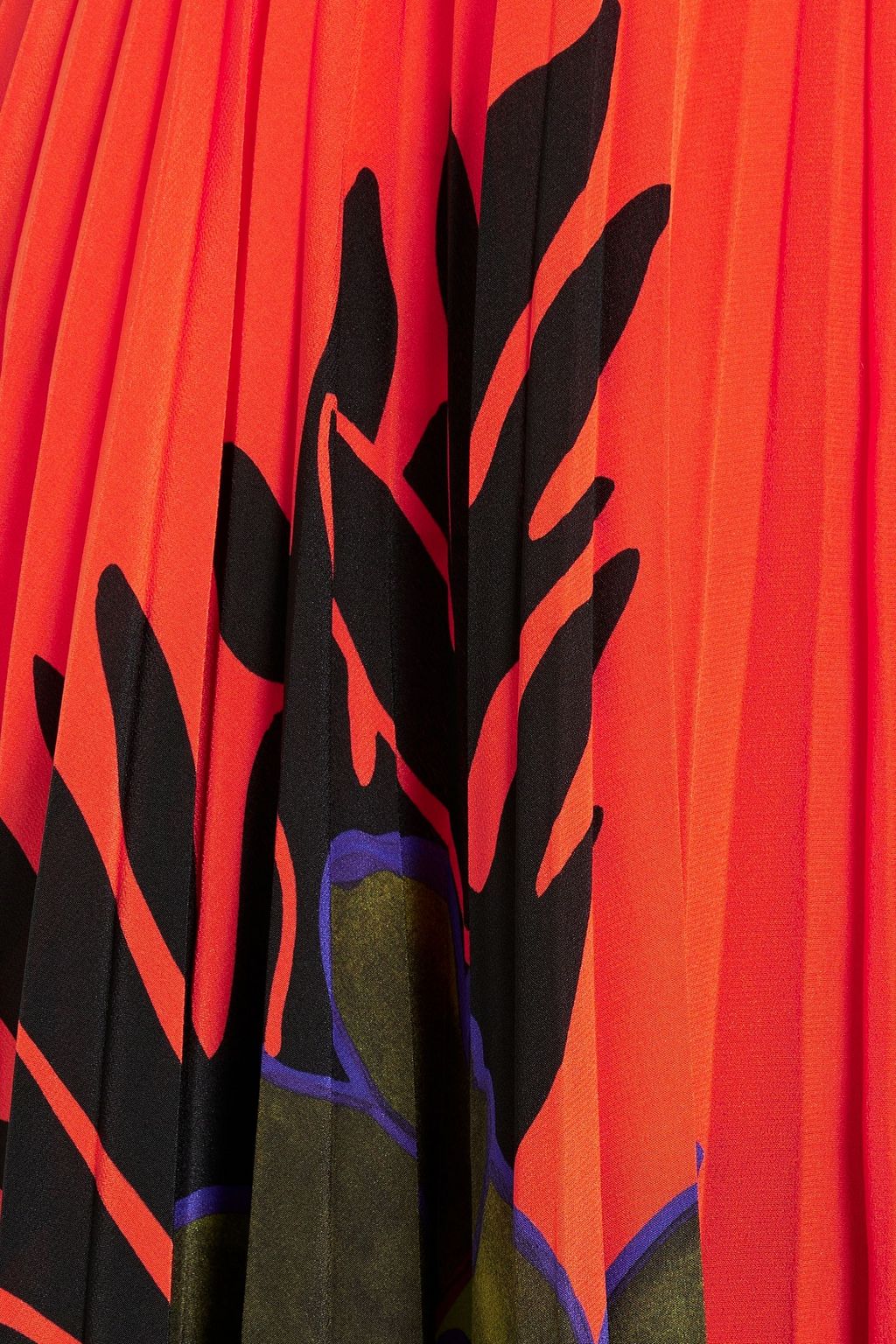 VALENTINO GARAVANI Pleated printed silk-crepe maxi skirt