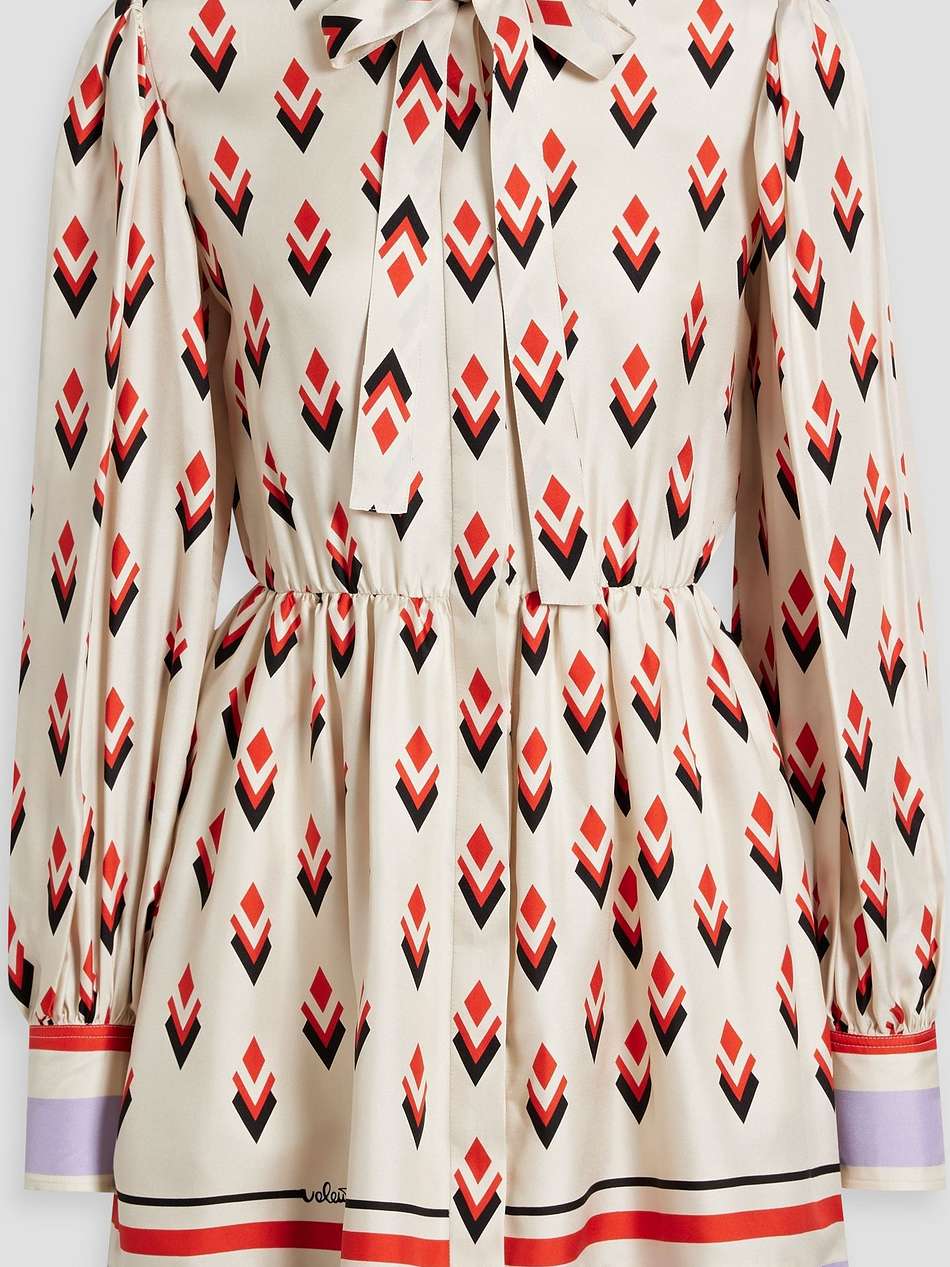 printed silk-twill mini shirt dress