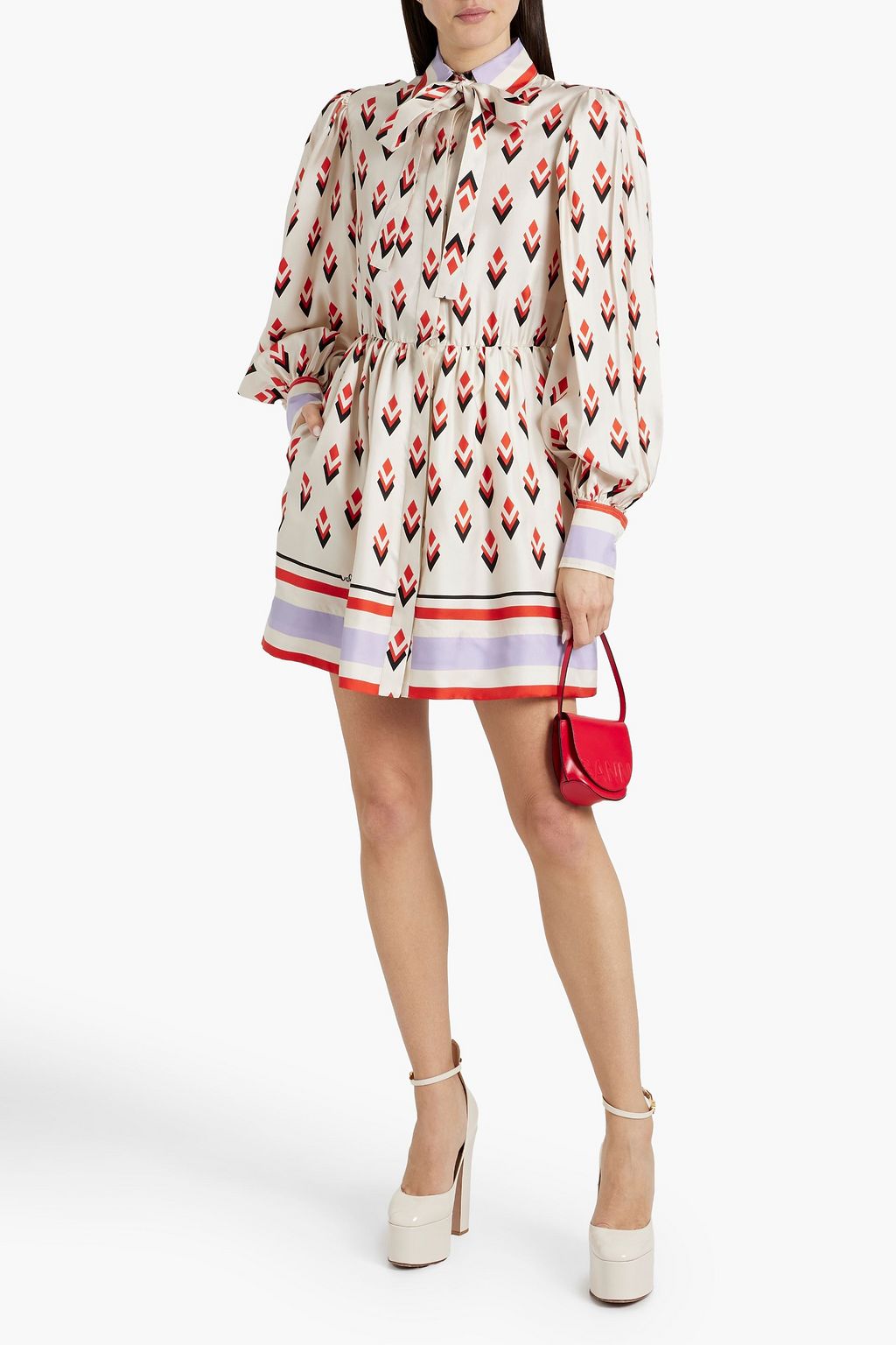 VALENTINO GARAVANI Printed silk-twill mini shirt dress | THE